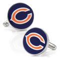 Chicago Bears NFL logo cufflinks featuring a round enamel design on a silver tone metal setting