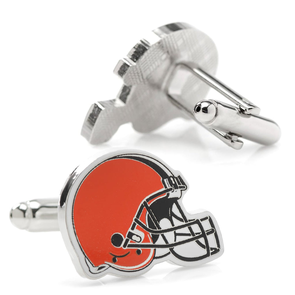 Cleveland Browns NFL Helmet Logo Cufflinks in Silver Tone - Image 2