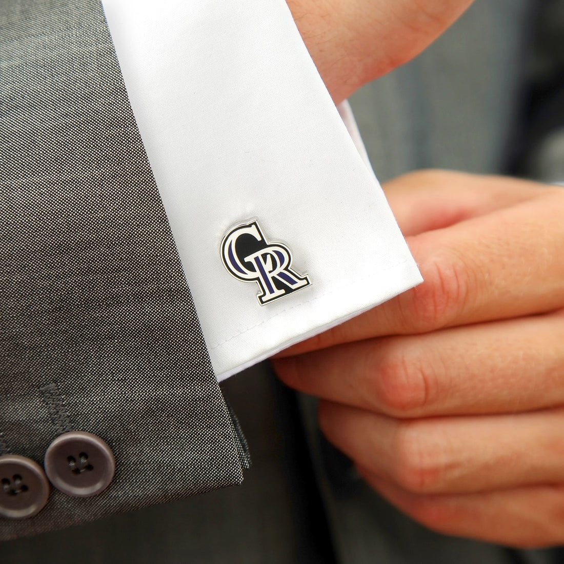 Colorado Rockies MLB Logo Cufflinks Silver Tone Enamel - Image 2