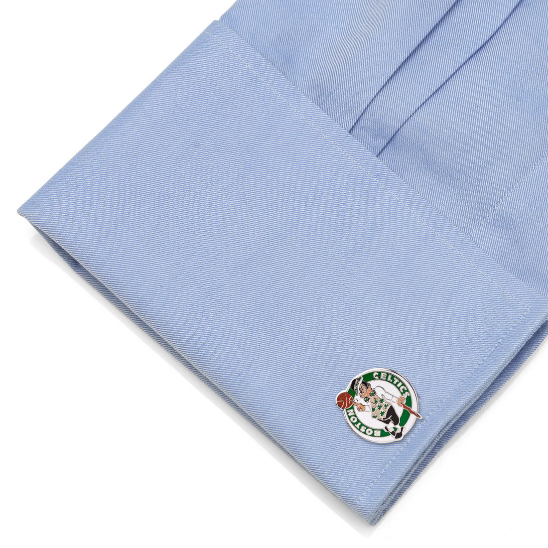 Boston Celtics NBA Logo Enamel Silver Tone Metal Cufflinks - Image 3