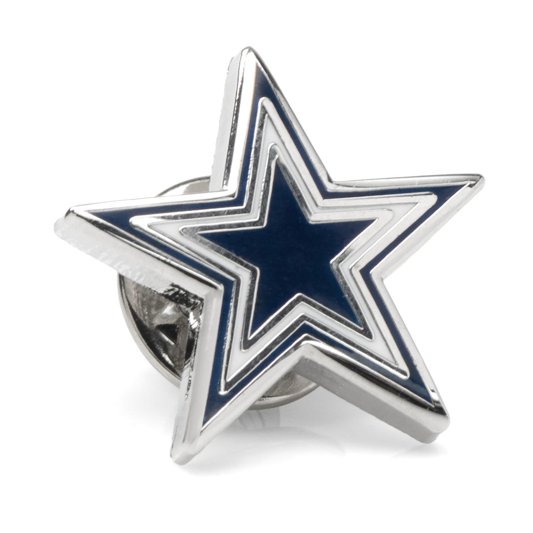 Dallas Cowboys team logo lapel pin in silver tone metal with enamel details