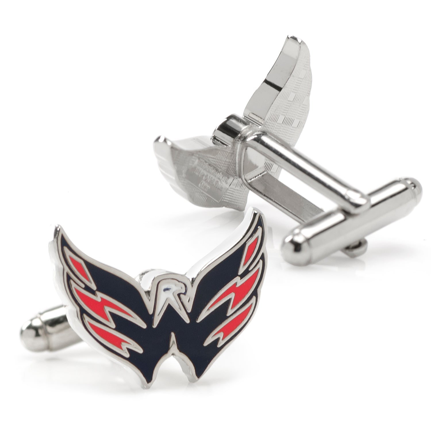 Washington Capitals NHL Team Logo Silver Tone Enamel Cufflinks - Image 2