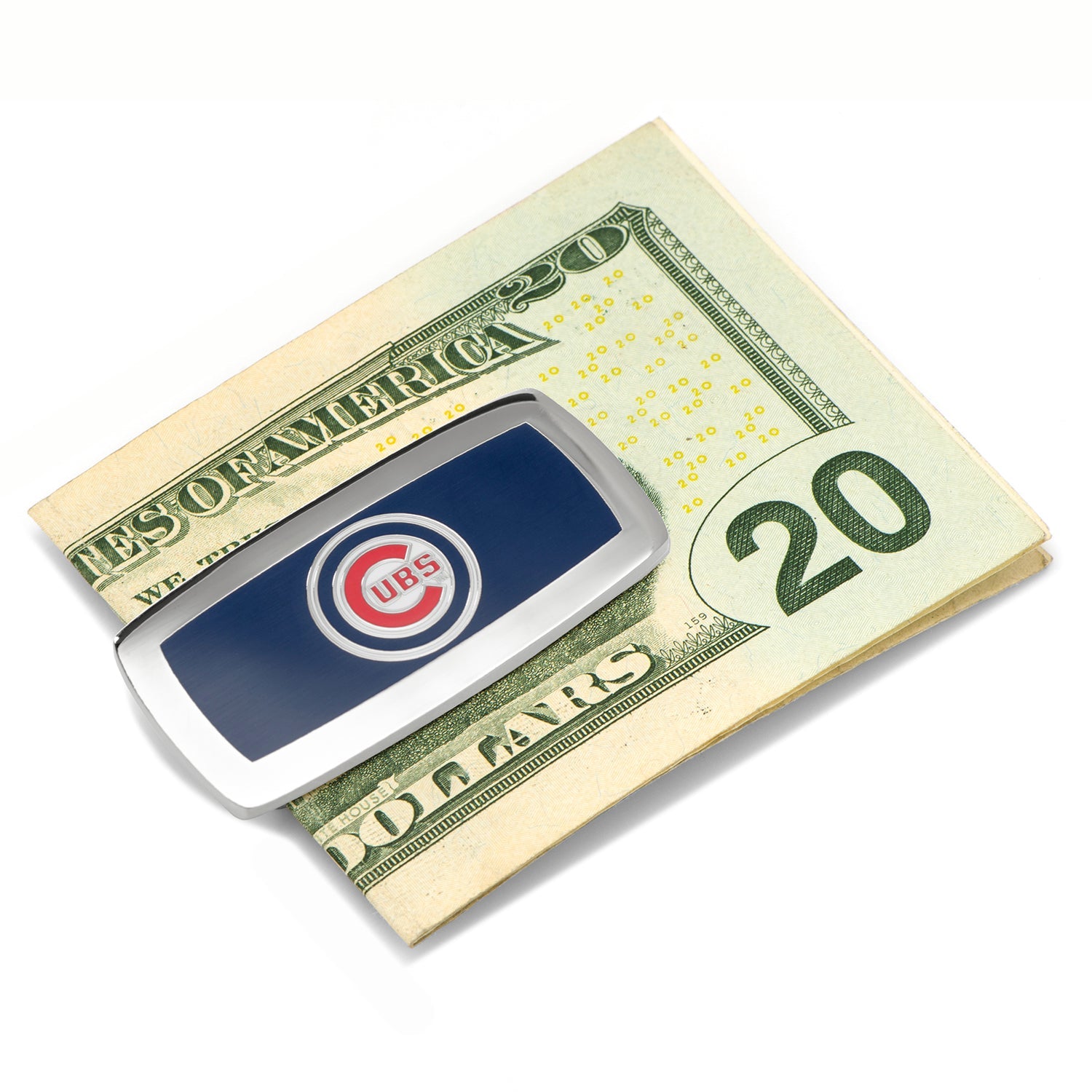 Chicago Cubs Cushion Money Clip in Silver Tone with Enamel Logo