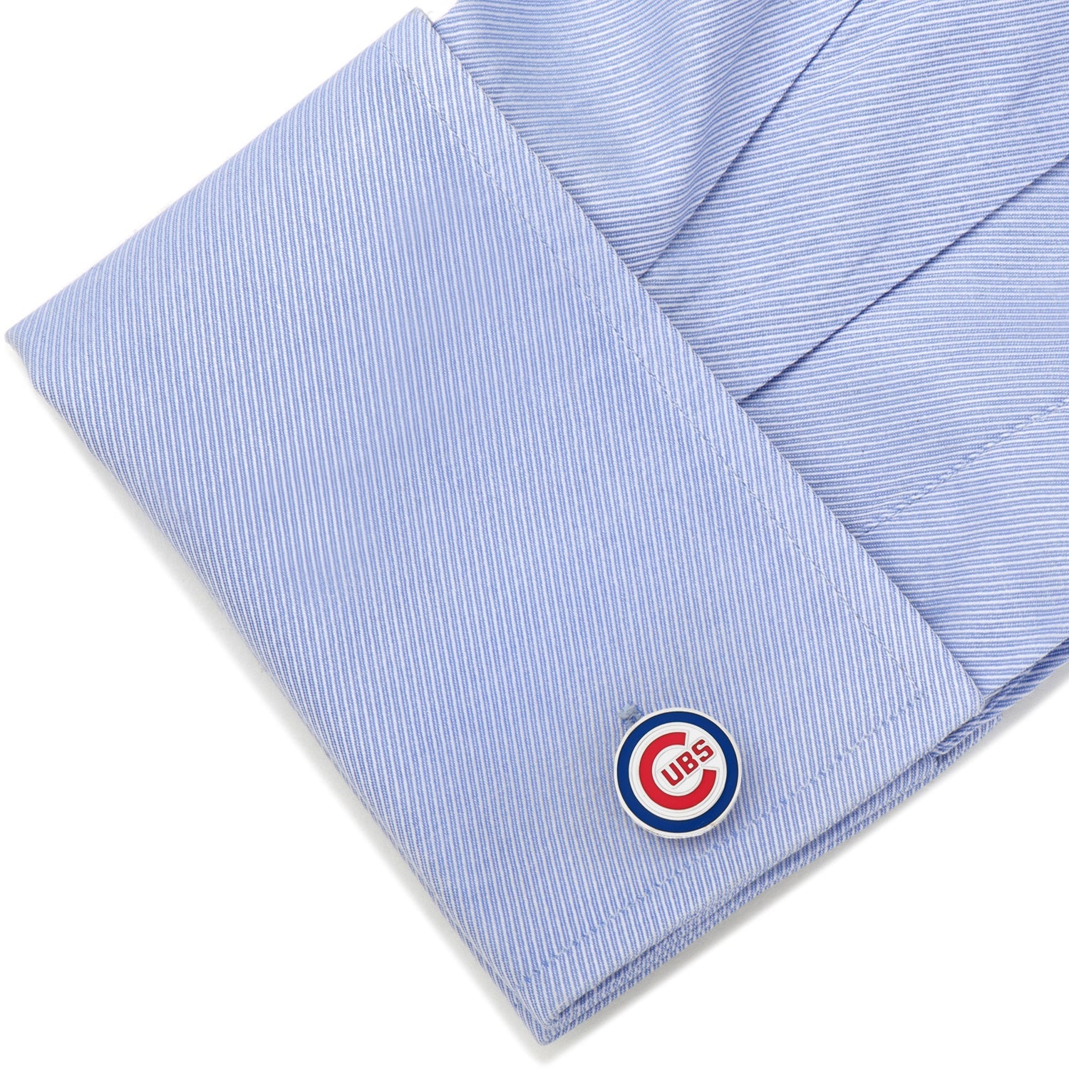Chicago Cubs MLB Logo Cufflinks in Silver Tone Metal - Image 3