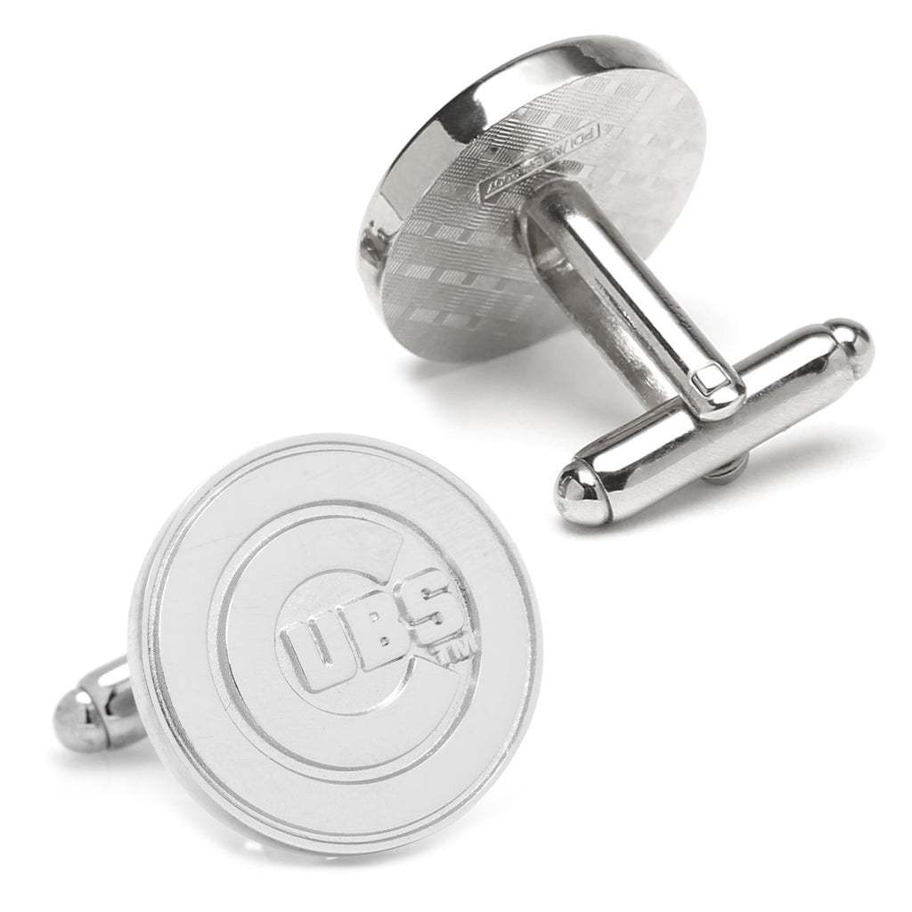 Chicago Cubs Official Logo Silver Tone Baseball Cufflinks - Image 2