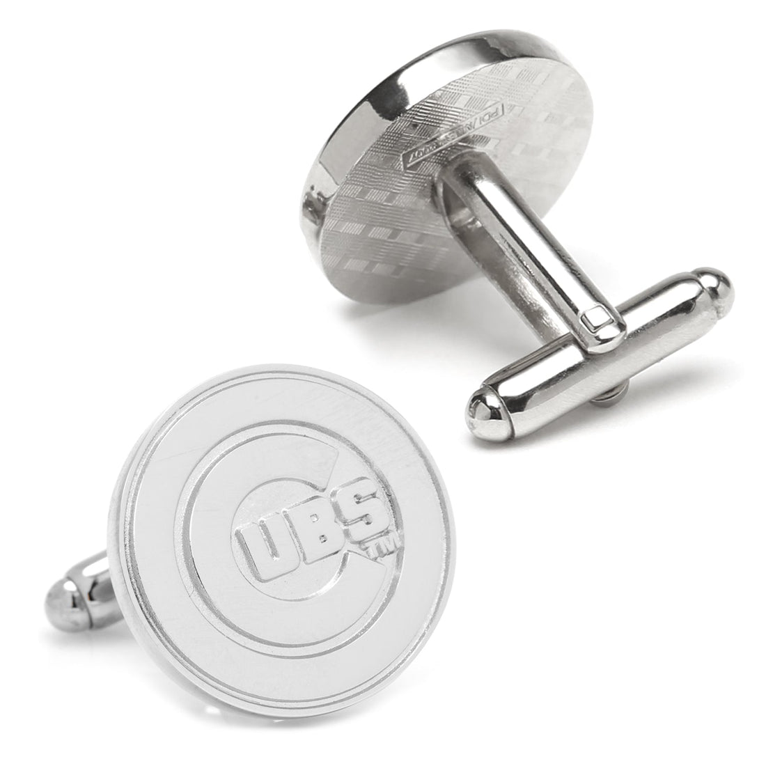 Chicago Cubs Official Logo Silver Tone Baseball Cufflinks - Image 2
