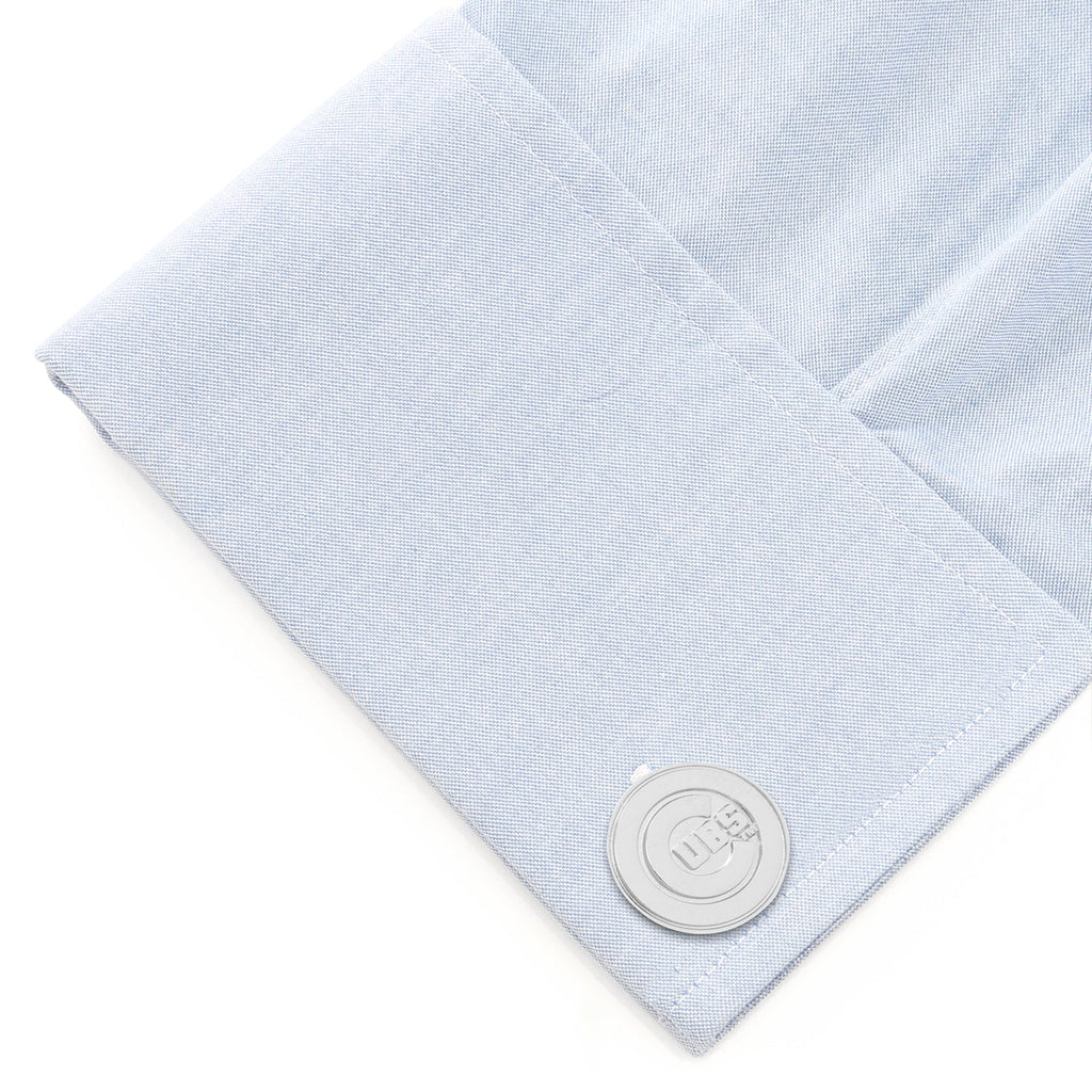 Chicago Cubs Official Logo Silver Tone Baseball Cufflinks - Image 3