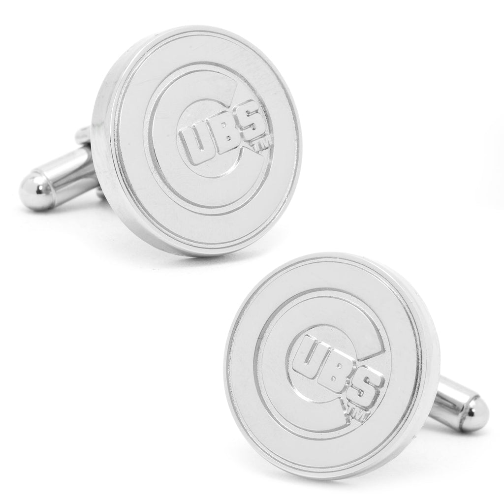 Chicago Cubs official logo silver tone round cufflinks for men