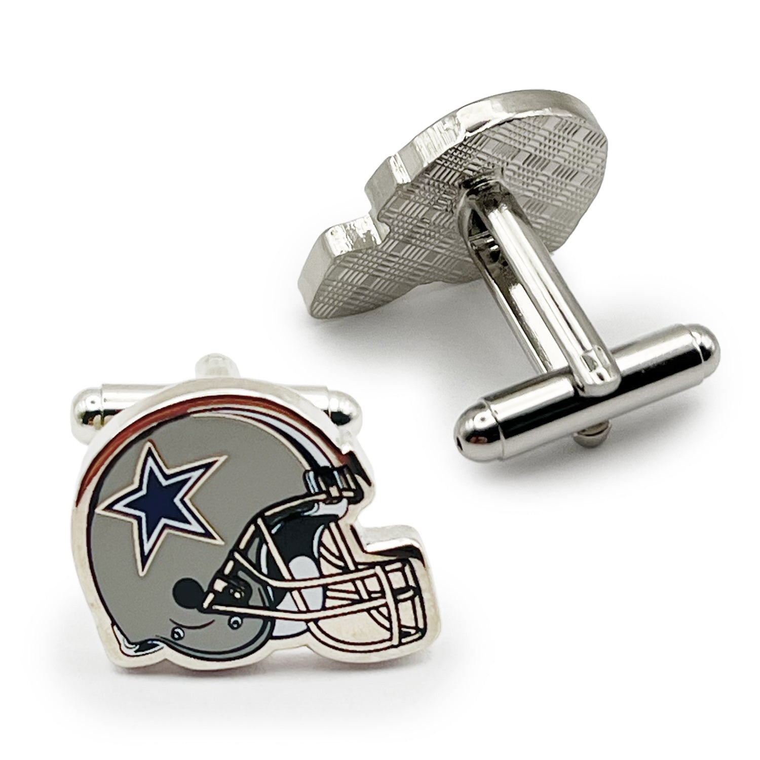 Dallas Cowboys Retro Helmet Cufflinks in Silver and Navy Blue - Image 2