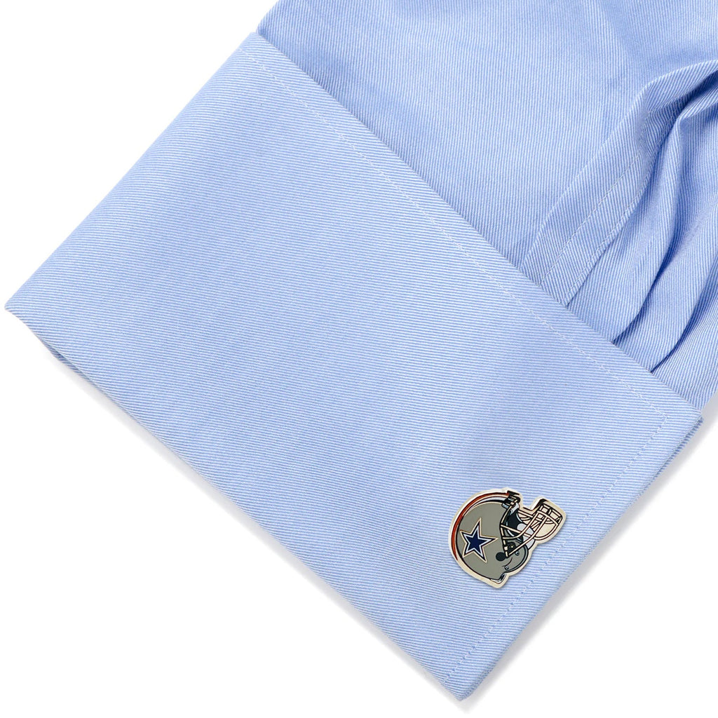 Dallas Cowboys Retro Helmet Cufflinks in Silver and Navy Blue - Image 3