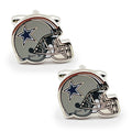 A pair of Dallas Cowboys vintage-style football helmet cufflinks with navy and silver enamel details