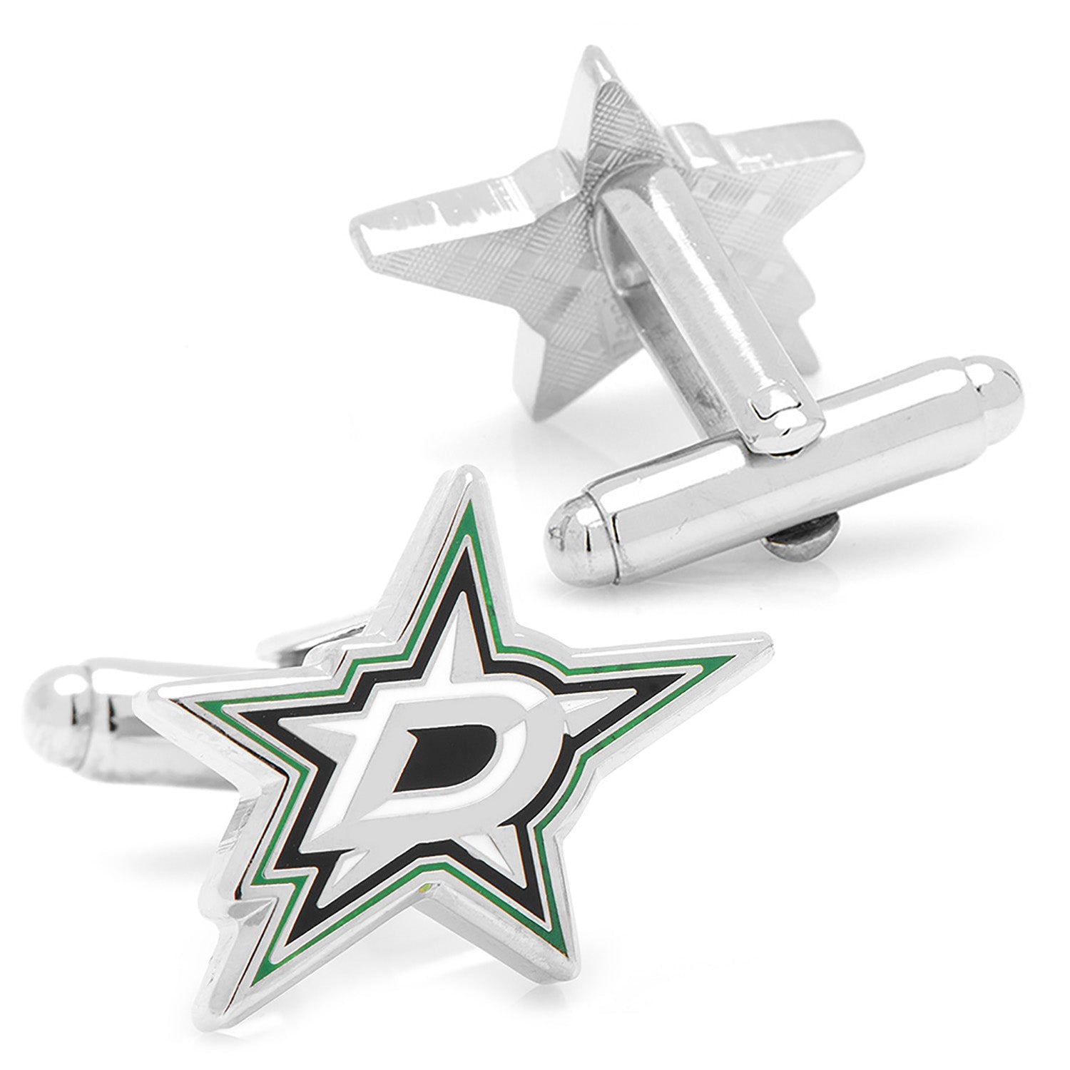 NHL Dallas Stars Silver Enamel Logo Cufflinks - Image 2