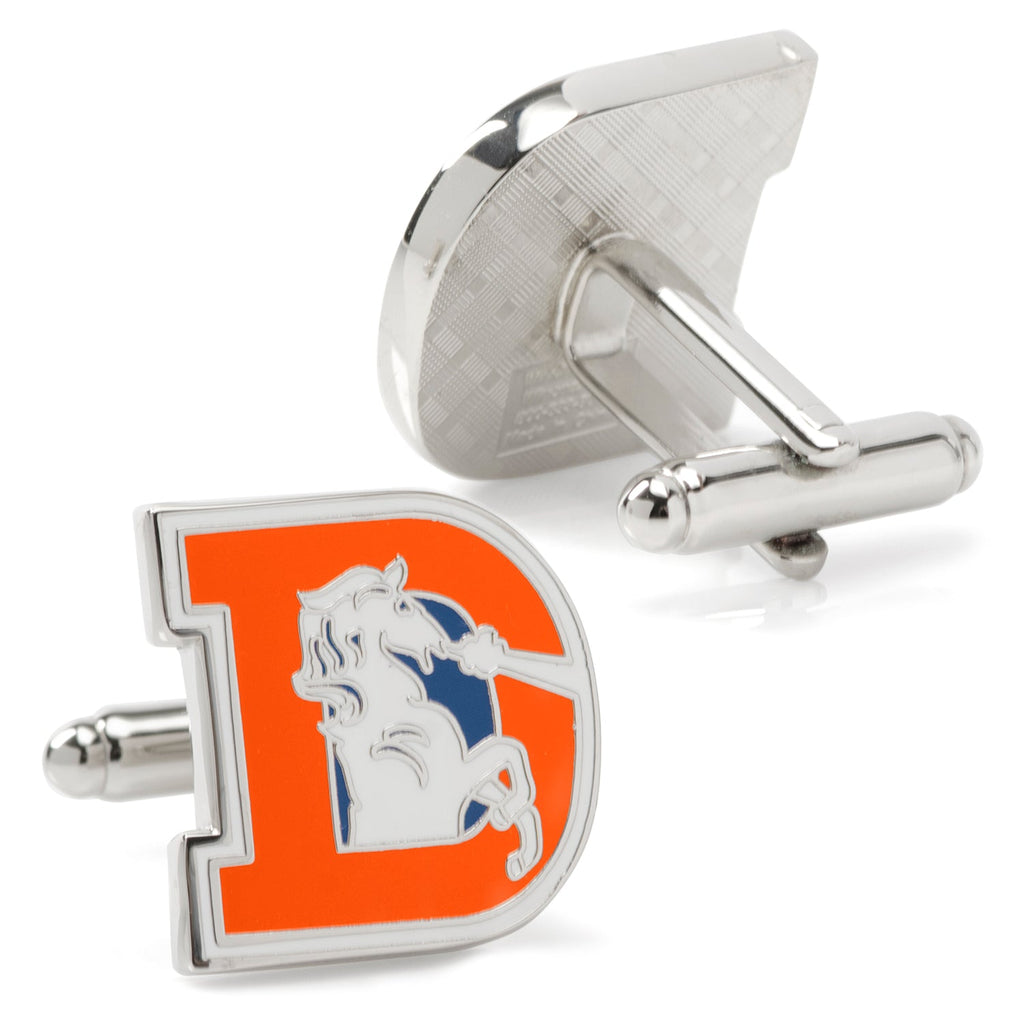 Denver Broncos Vintage Logo Cufflinks in Silver Tone Enamel - Image 2