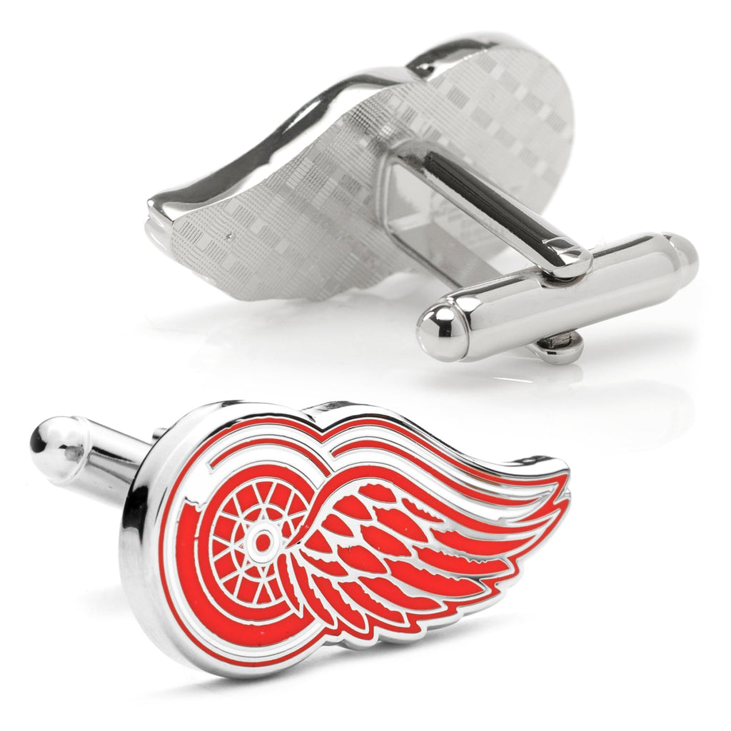 Detroit Red Wings NHL Logo Silver Tone Enamel Cufflinks - Image 2