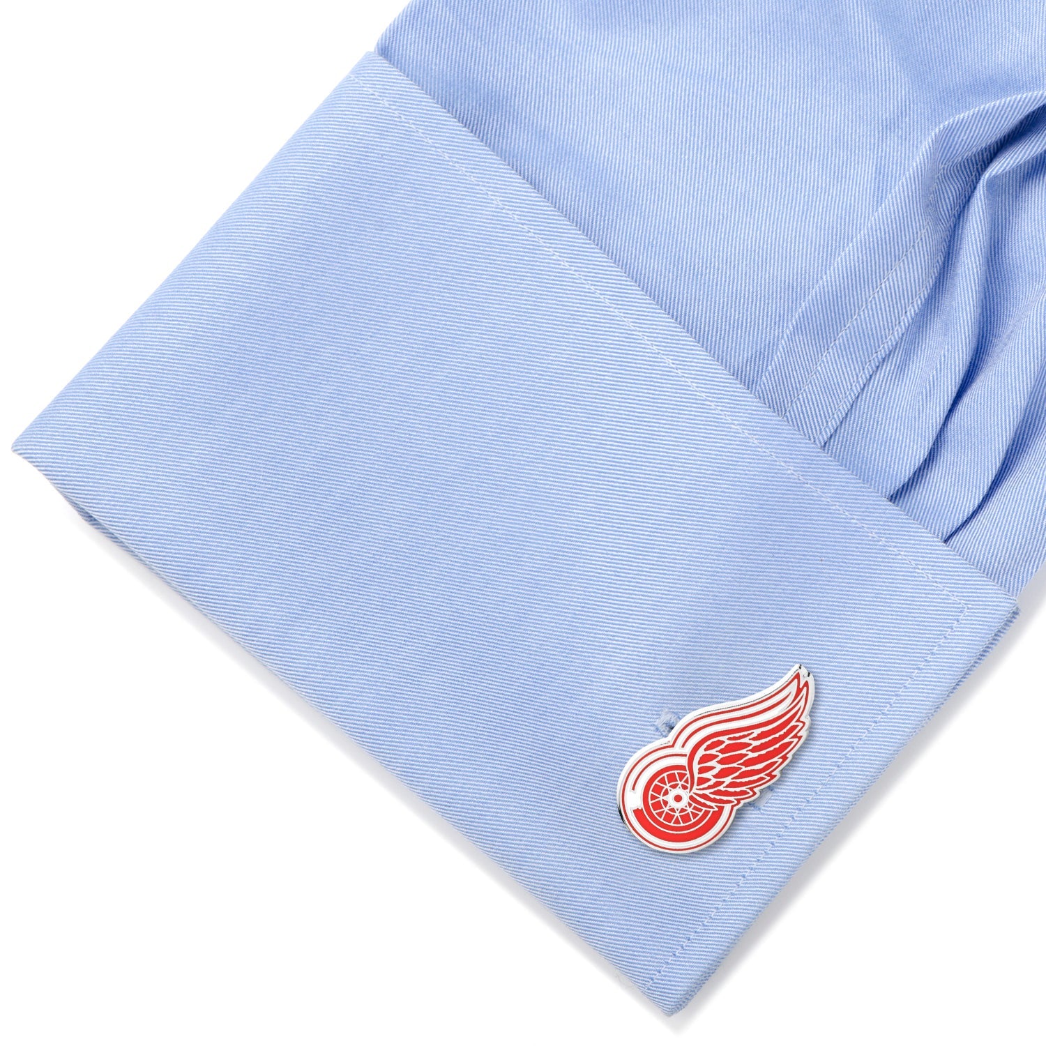 Detroit Red Wings NHL Logo Silver Tone Enamel Cufflinks - Image 3
