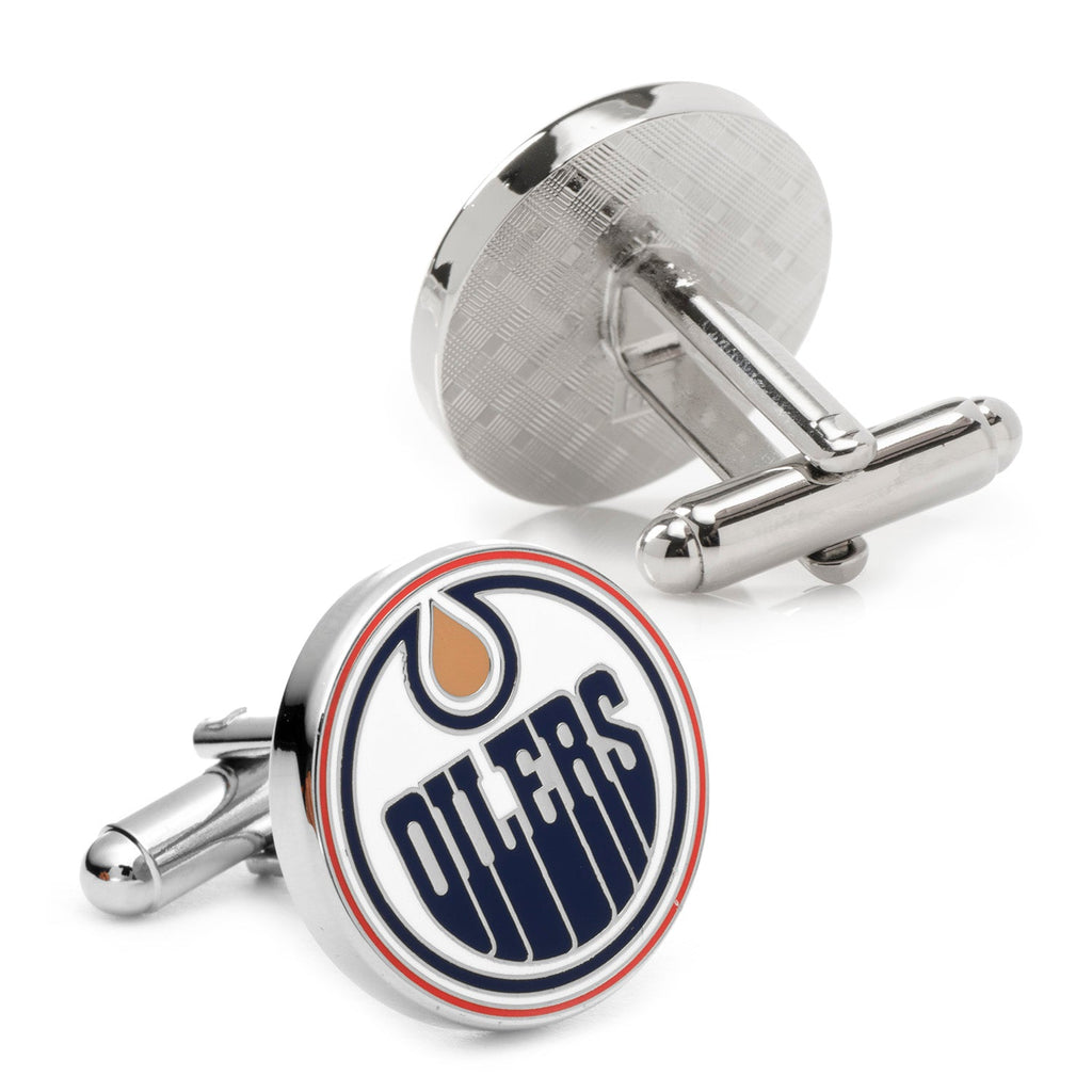 Edmonton Oilers NHL Team Logo Enamel Silver Tone Cufflinks - Image 2