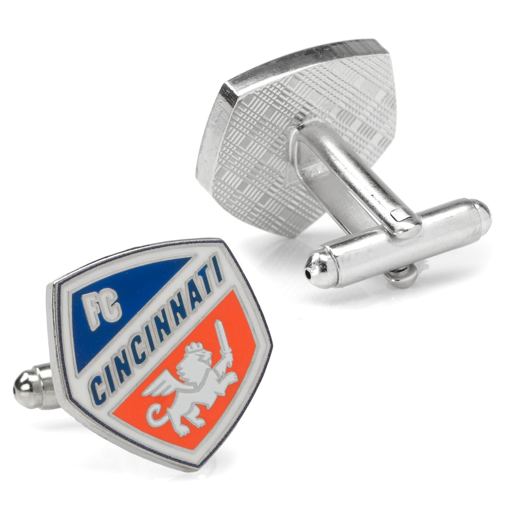 FC Cincinnati MLS Logo Shield Cufflinks in Silver and Enamel - Image 3