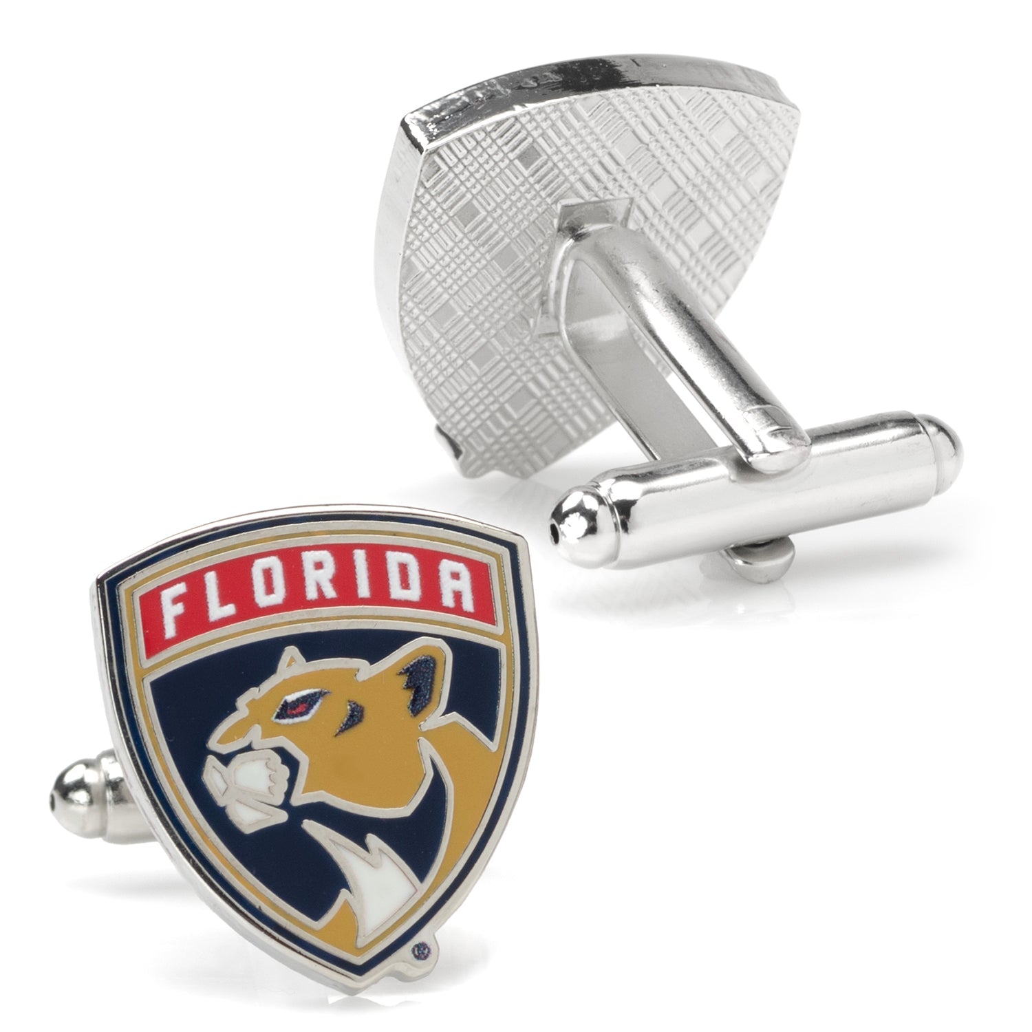 Florida Panthers NHL Logo Shield Cufflinks Silver Tone - Image 3