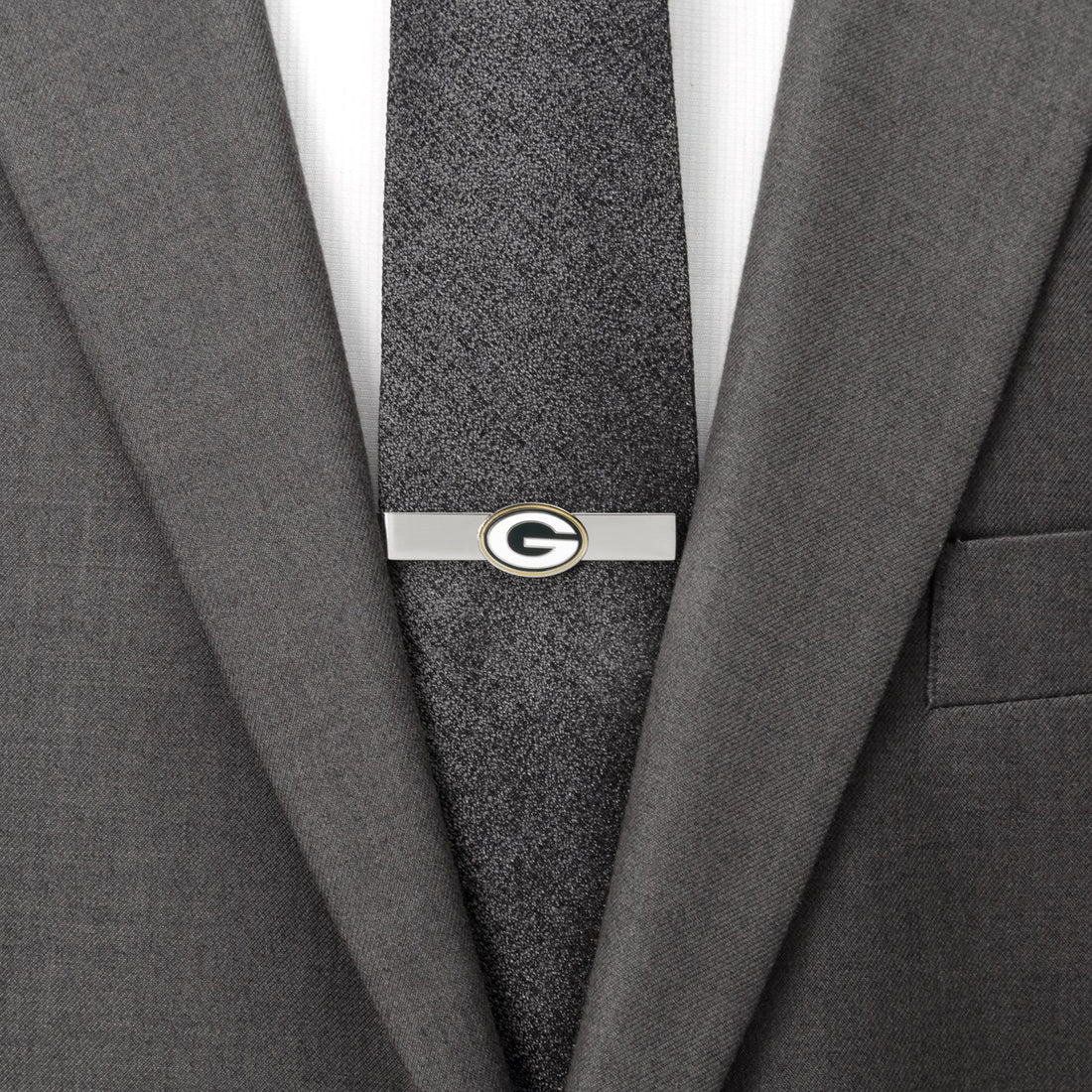 Green Bay Packers NFL Logo Silver Plated Tie Bar - Image 2