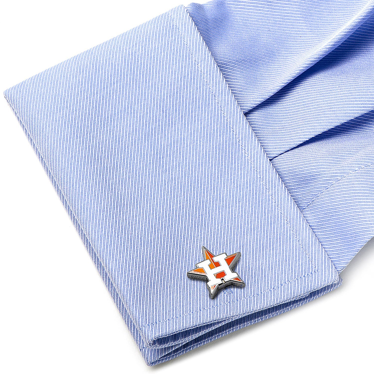 Houston Astros MLB Baseball Team Logo Silver Tone Enamel Cufflinks - Image 3