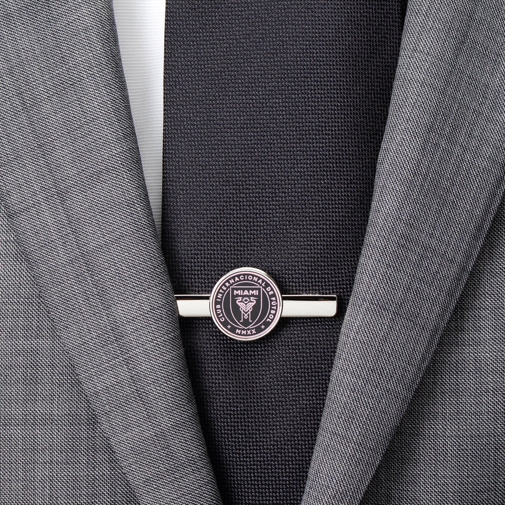 Inter Miami CF Logo Tie Bar in Pink and Silver Plated Metal - Image 2