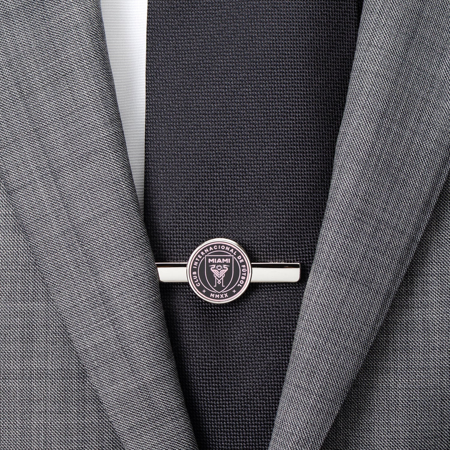 Inter Miami CF Logo Tie Bar in Pink and Silver Plated Metal - Image 2
