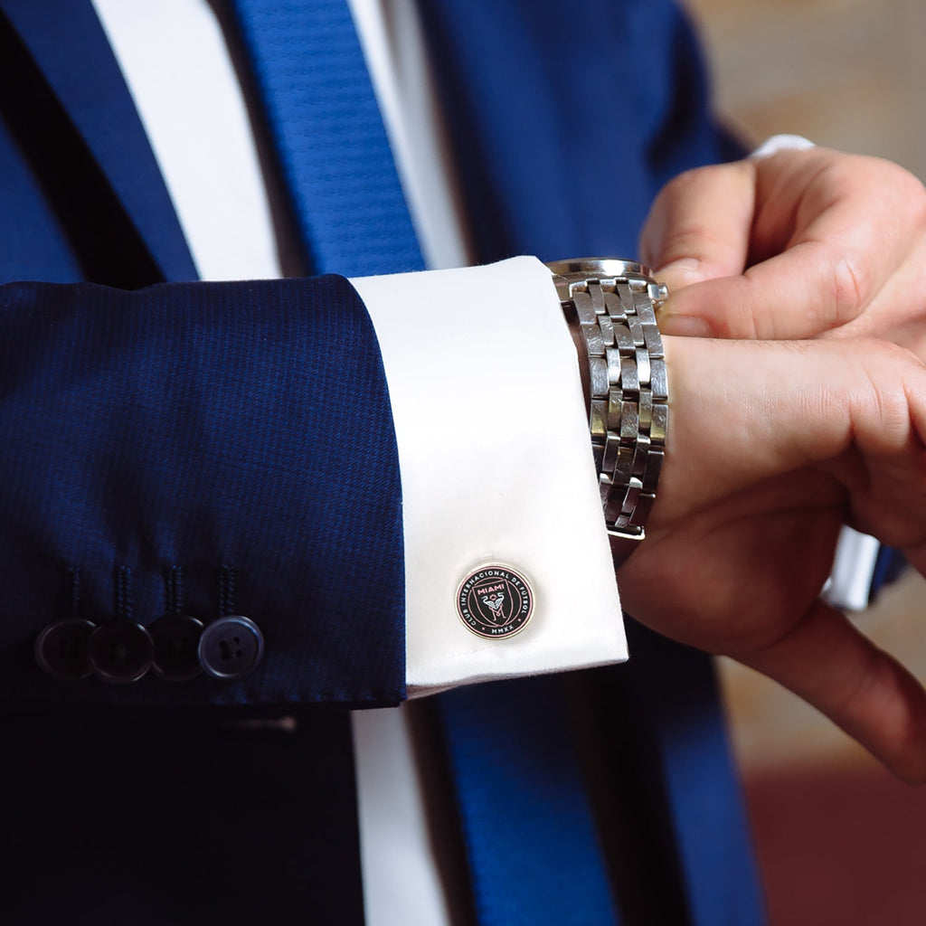 Inter Miami CF Logo Cufflinks in Silver Plated Metal - Image 2