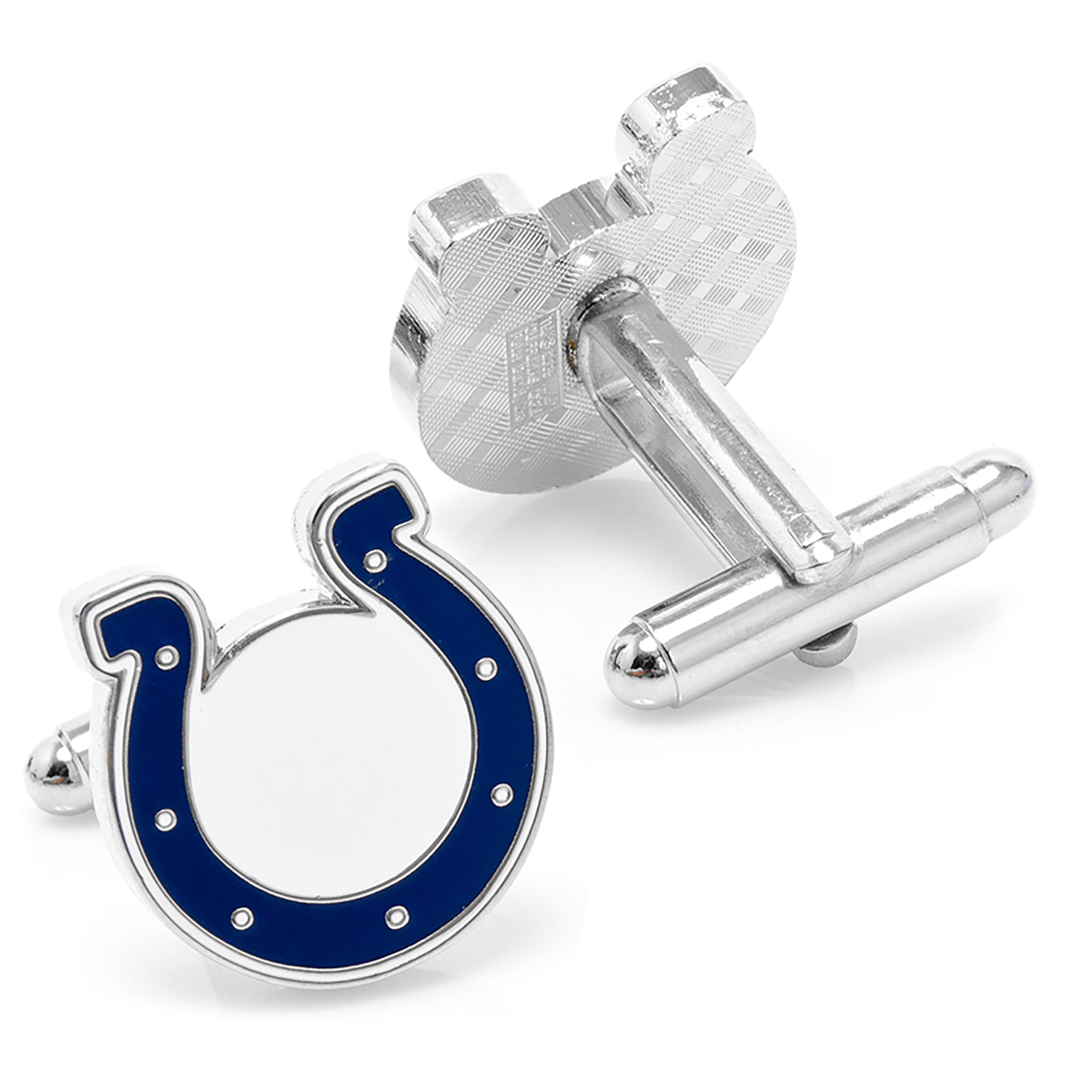 Indianapolis Colts NFL Logo Enamel Cufflinks Silver Tone - Image 2