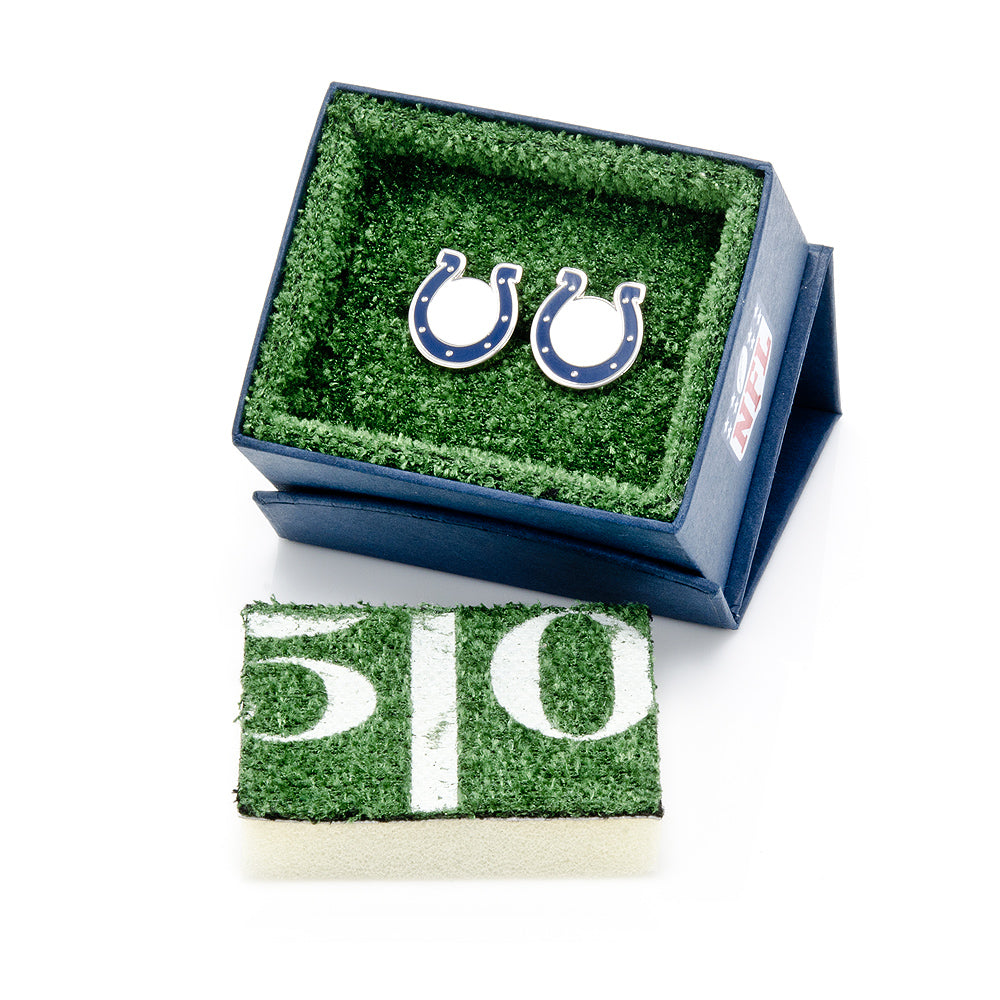 Indianapolis Colts NFL Logo Enamel Cufflinks Silver Tone - Image 4