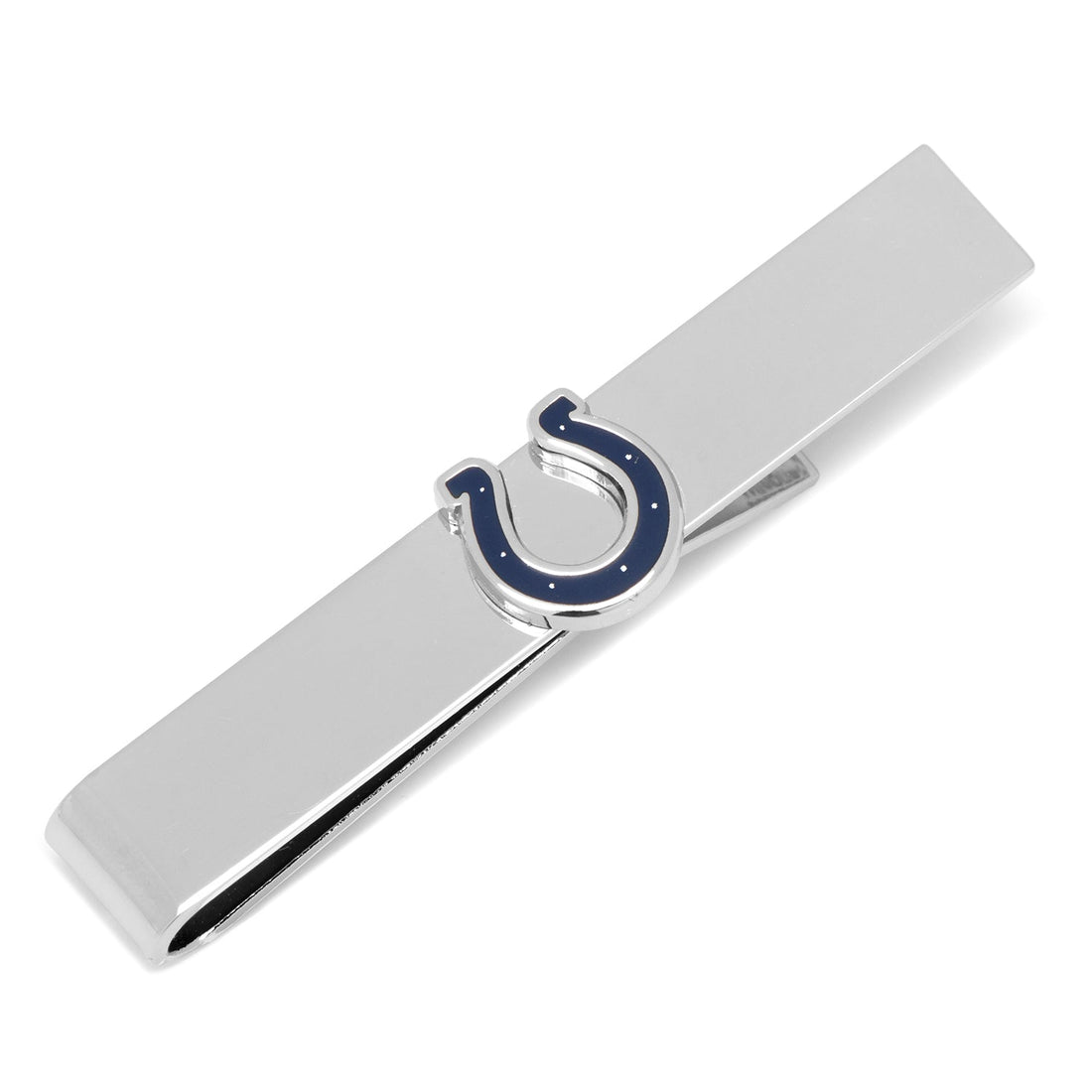 Silver sliding tie bar with Indianapolis Colts logo on a white background