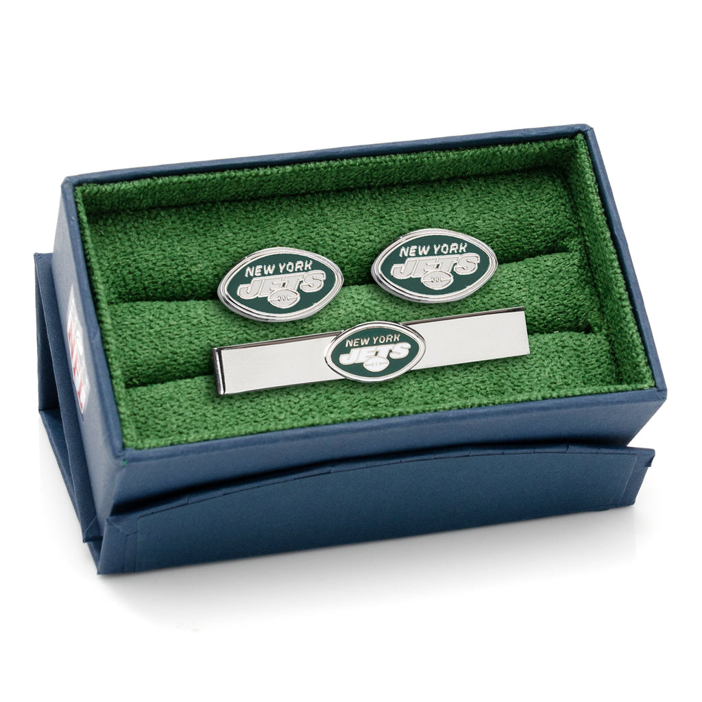 New York Jets NFL Logo Cufflinks and Tie Bar Gift Set - Image 2