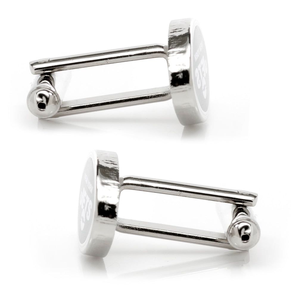 New York Jets NFL Enamel Logo Silver Tone Oval Cufflinks - Image 3