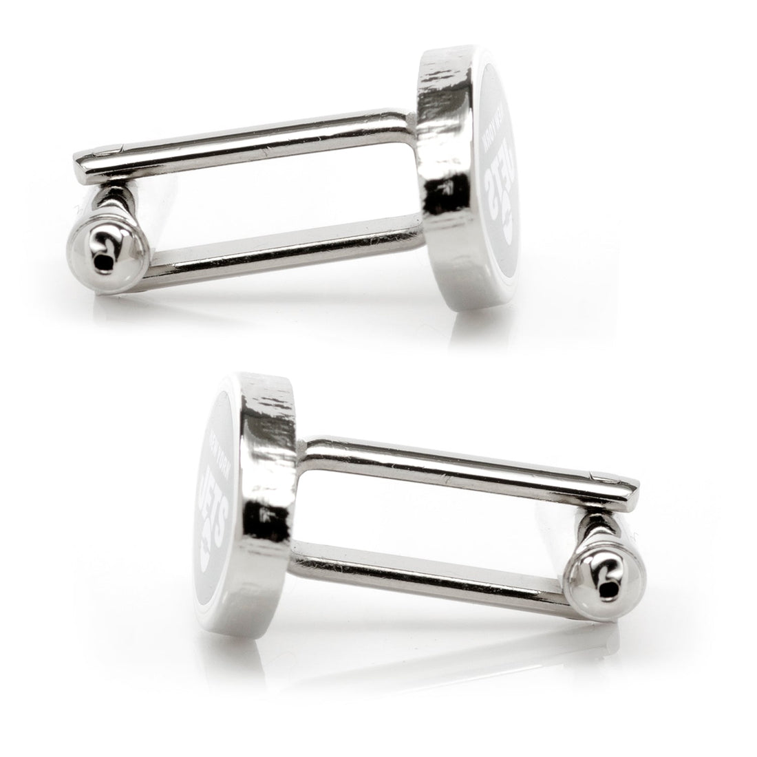 New York Jets NFL Enamel Logo Silver Tone Oval Cufflinks - Image 3