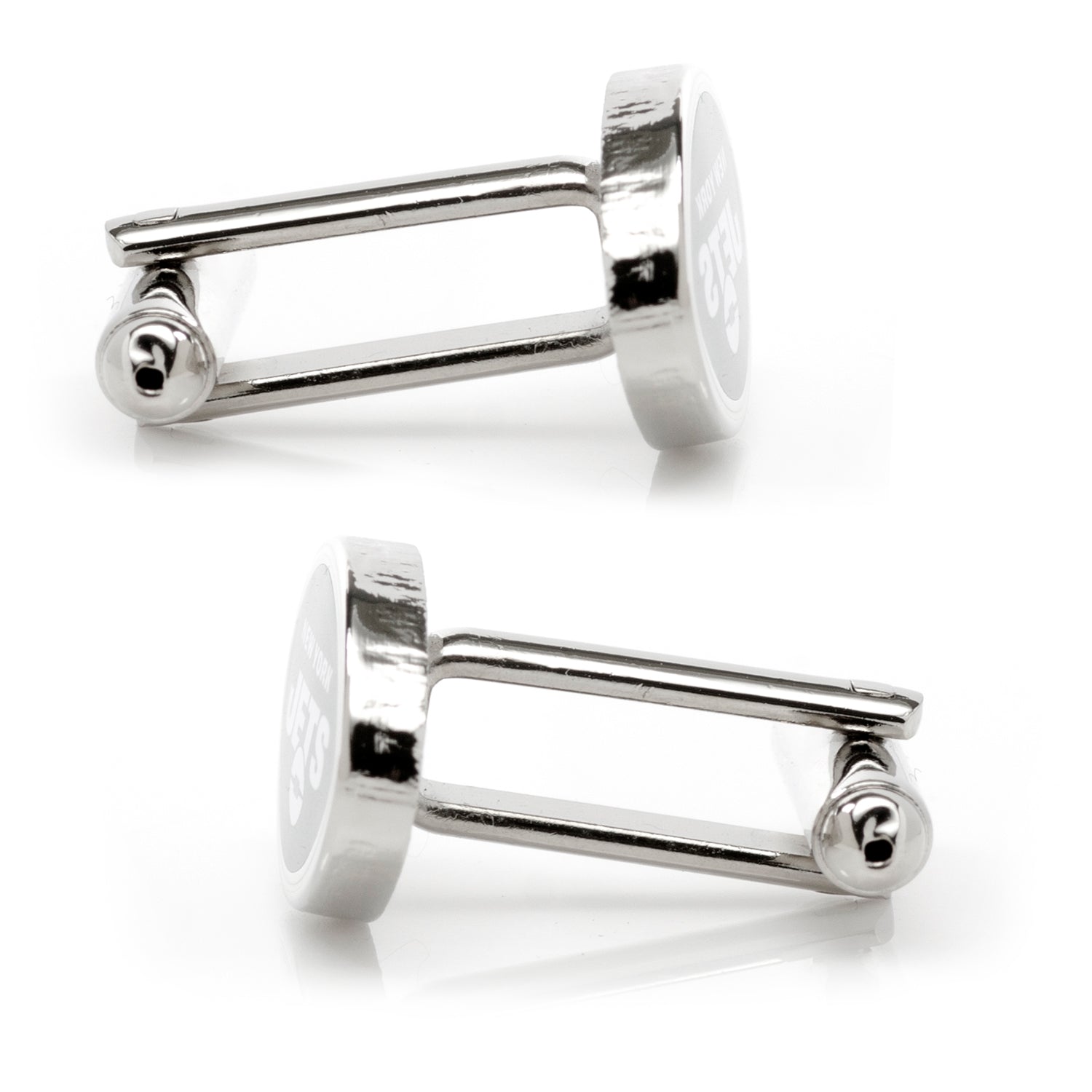 New York Jets NFL Enamel Logo Silver Tone Oval Cufflinks - Image 3