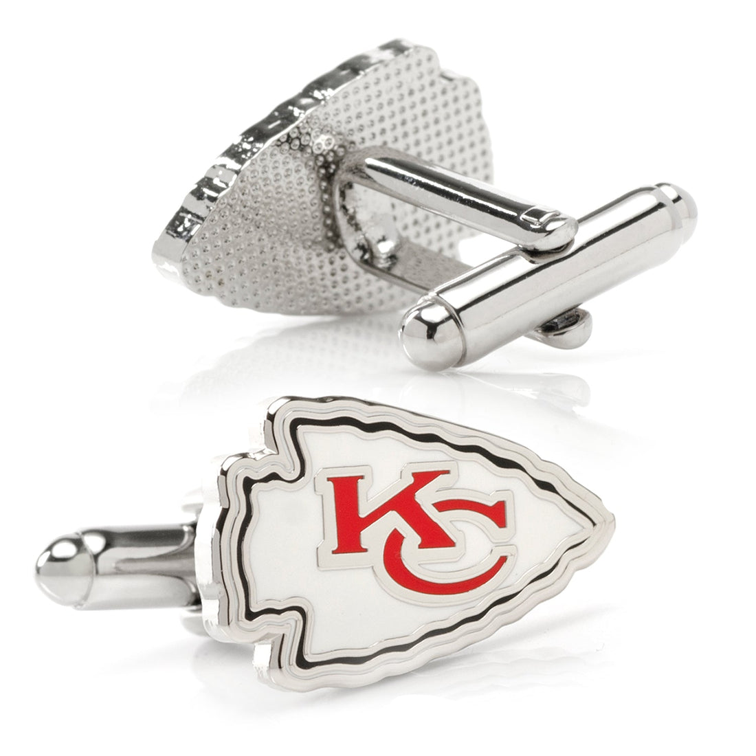 Kansas City Chiefs Logo Cufflinks in Silver Tone Enamel - Image 2