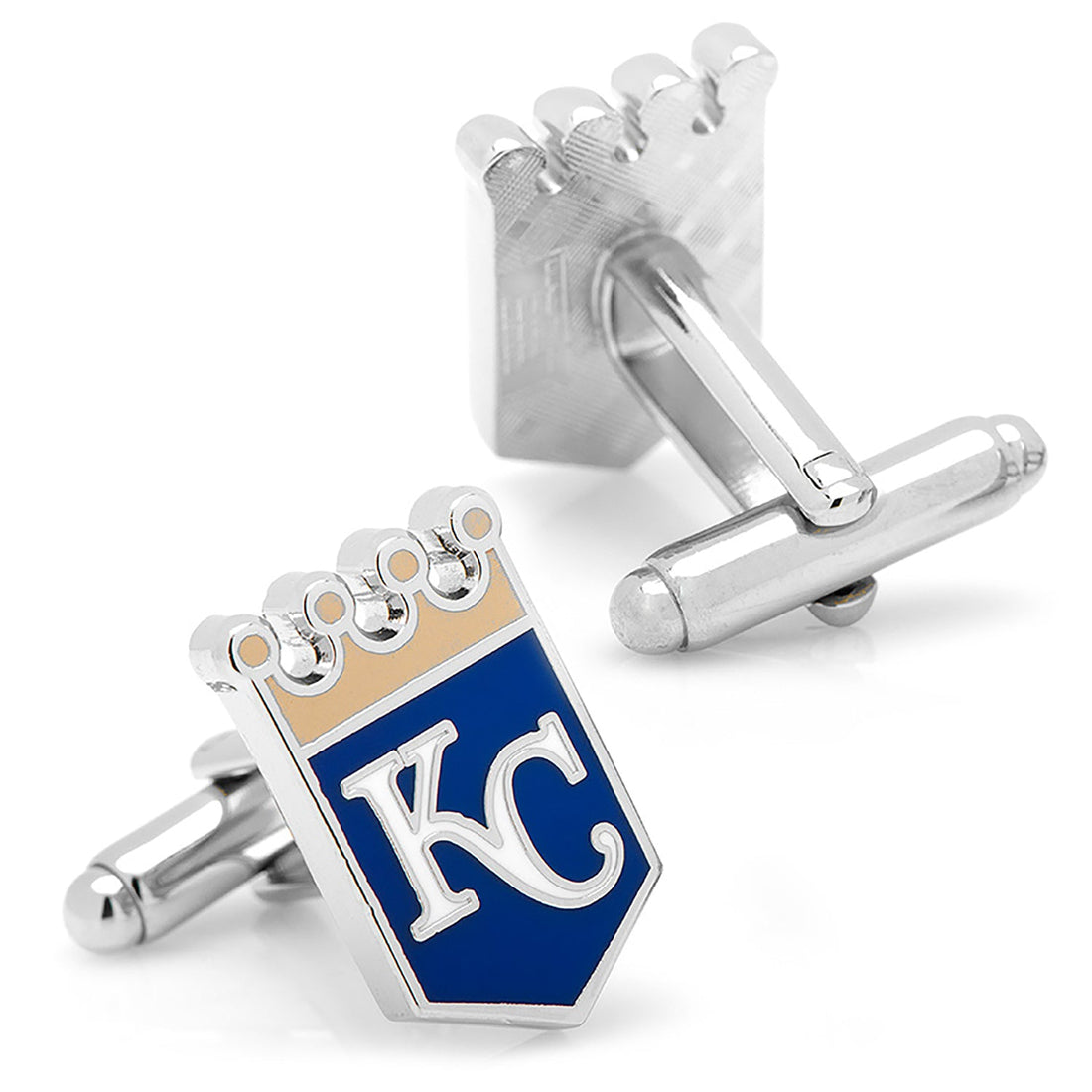 Kansas City Royals MLB Logo Shield Cufflinks Silver Enamel - Image 2