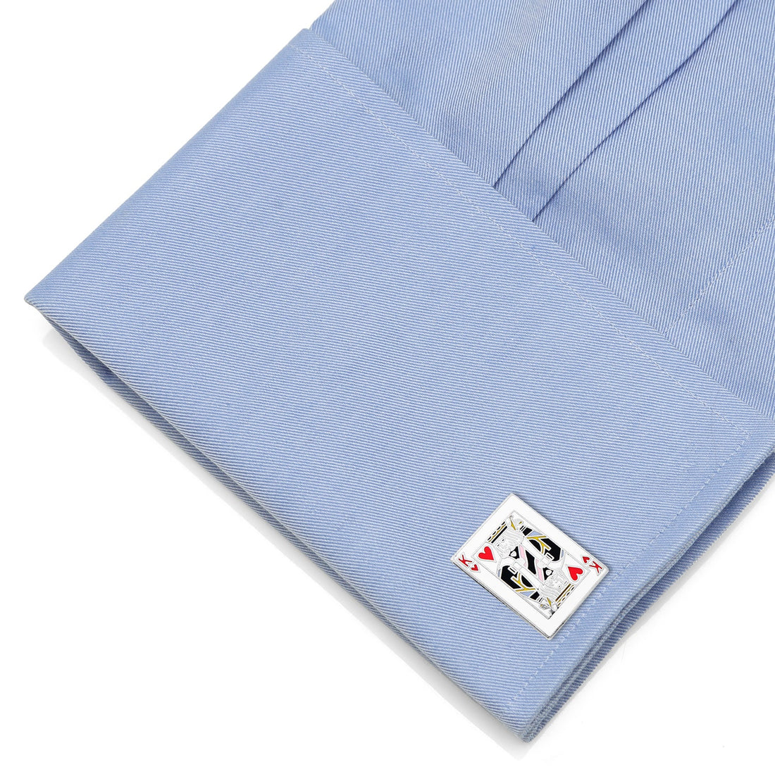 King of Hearts Playing Card Cufflinks in Nickel Plated Finish - Image 3