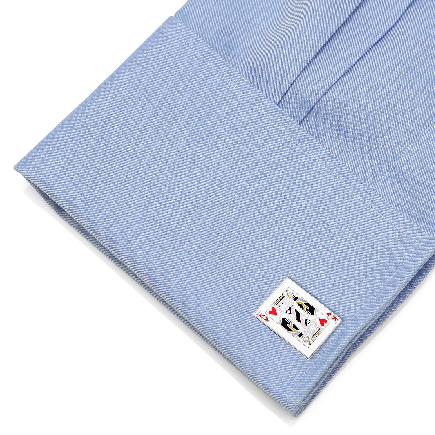 King of Hearts Playing Card Cufflinks in Nickel Plated Finish - Image 3