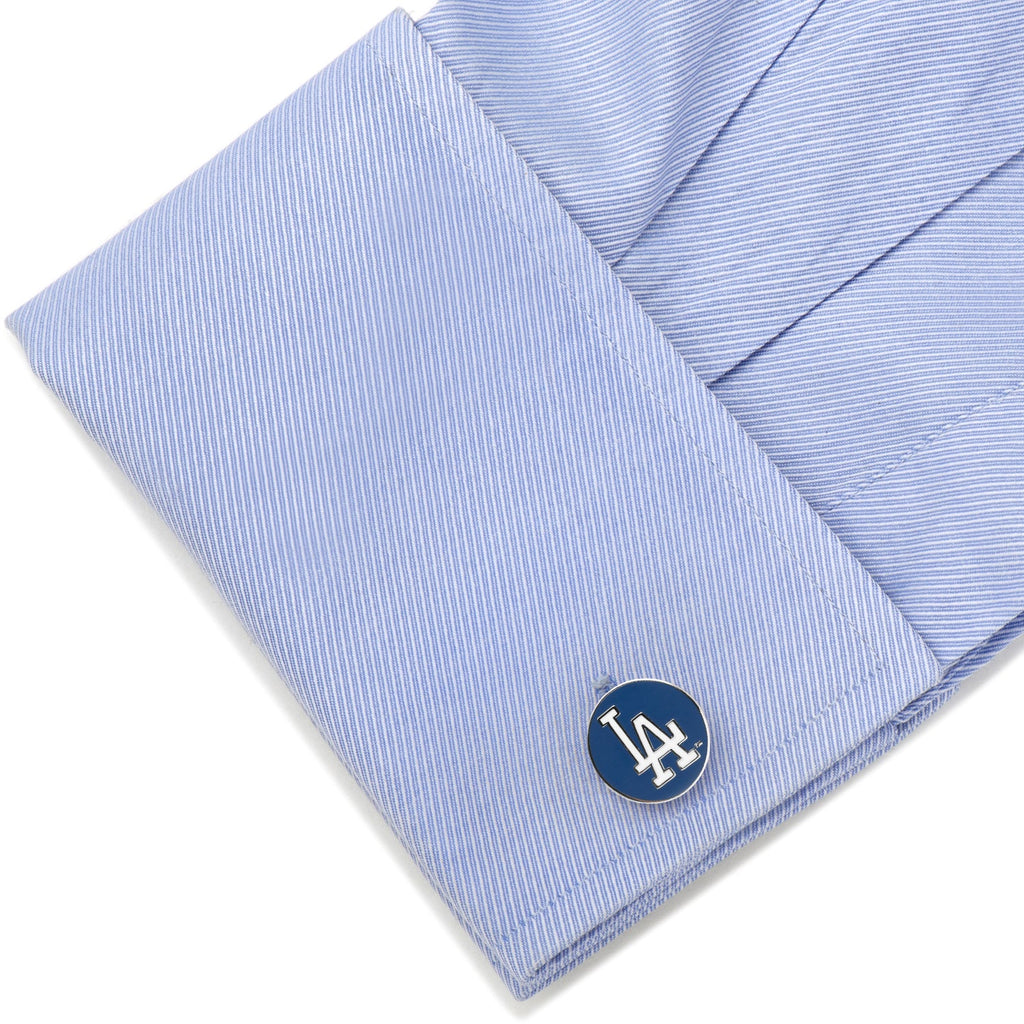 Los Angeles Dodgers MLB Logo Cufflinks in Navy and Silver - Image 3