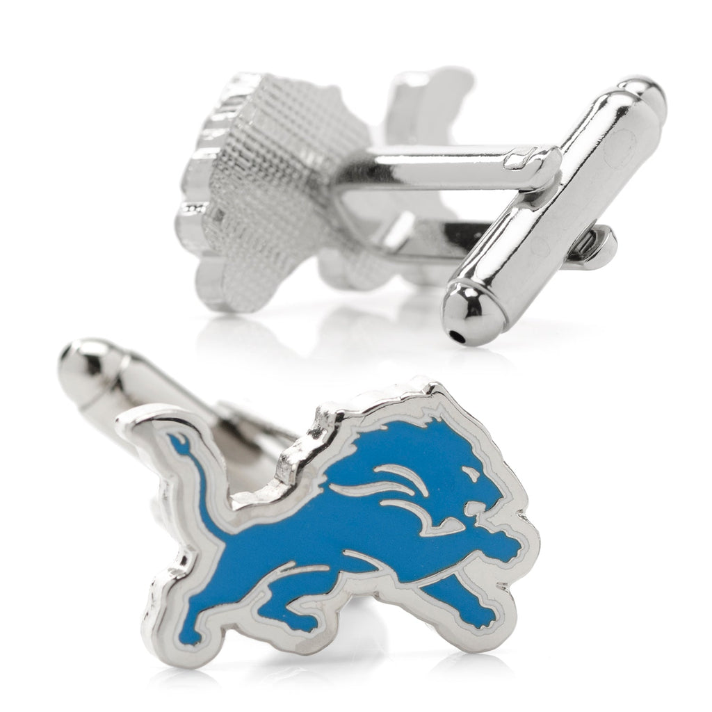 Detroit Lions Logo Cufflinks in Silver Tone and Enamel - Image 2