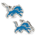Detroit Lions silver tone cufflinks with blue enamel team logo