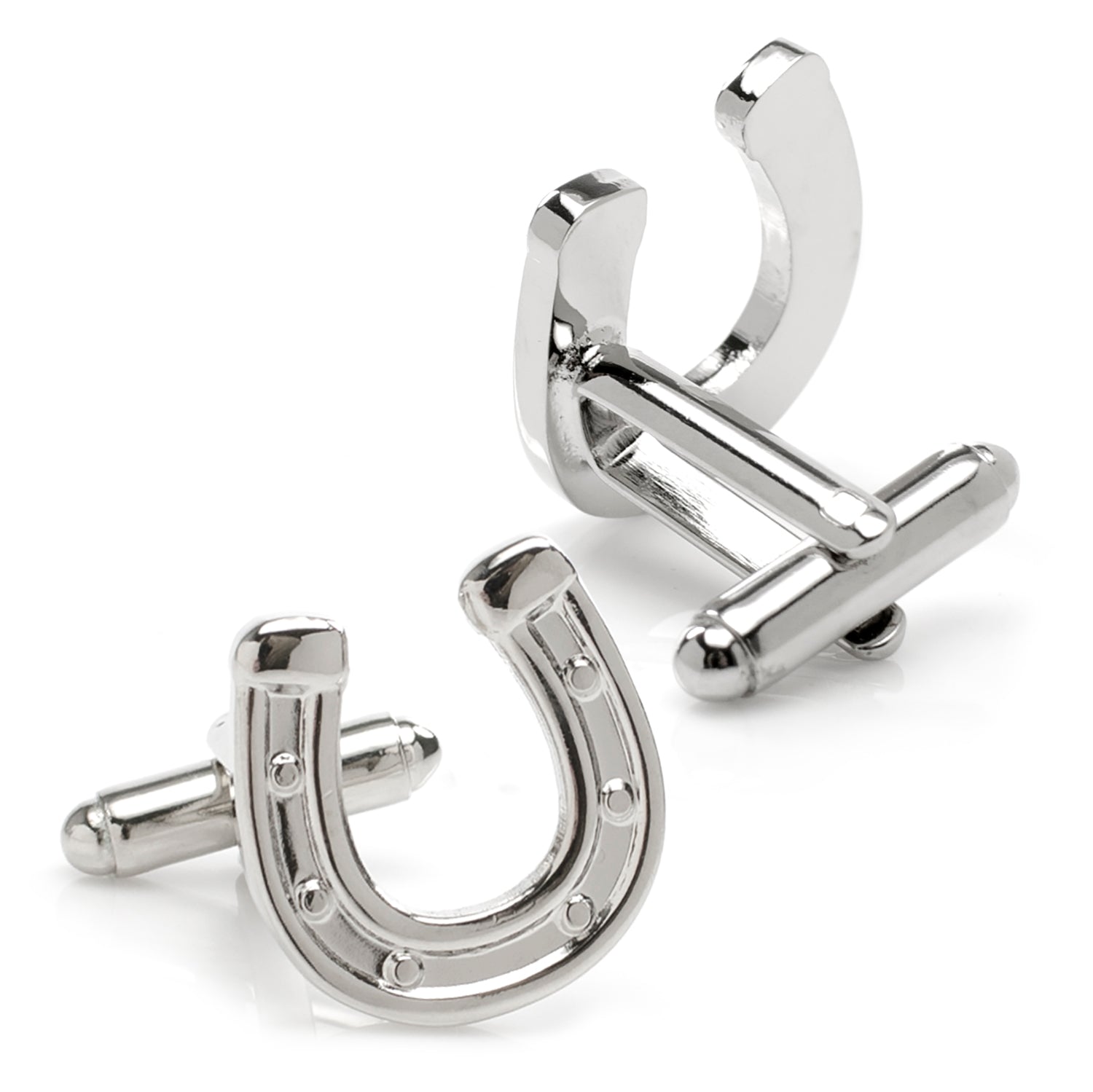 Horseshoe Cufflinks for Good Luck Silver Tone Accessory - Image 2