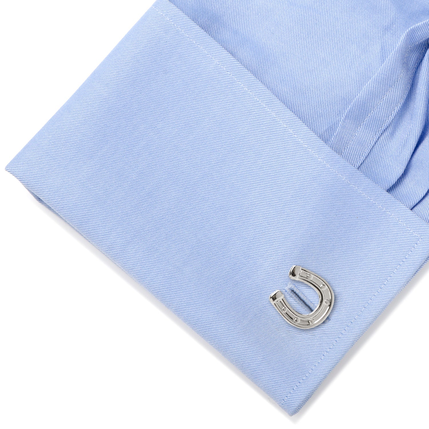 Horseshoe Cufflinks for Good Luck Silver Tone Accessory - Image 3
