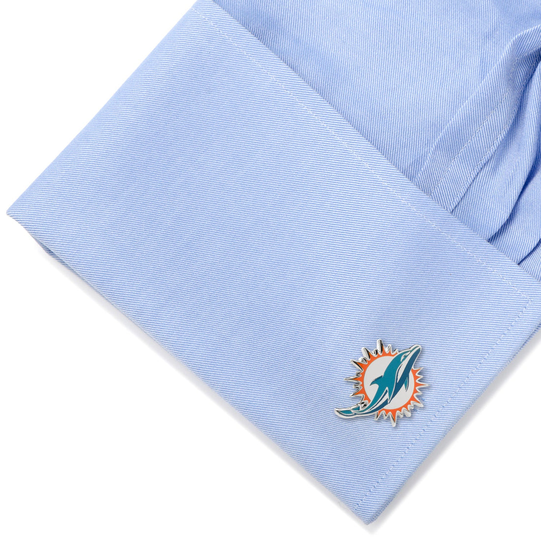 Miami Dolphins NFL Logo Silver Tone Enamel Cufflinks