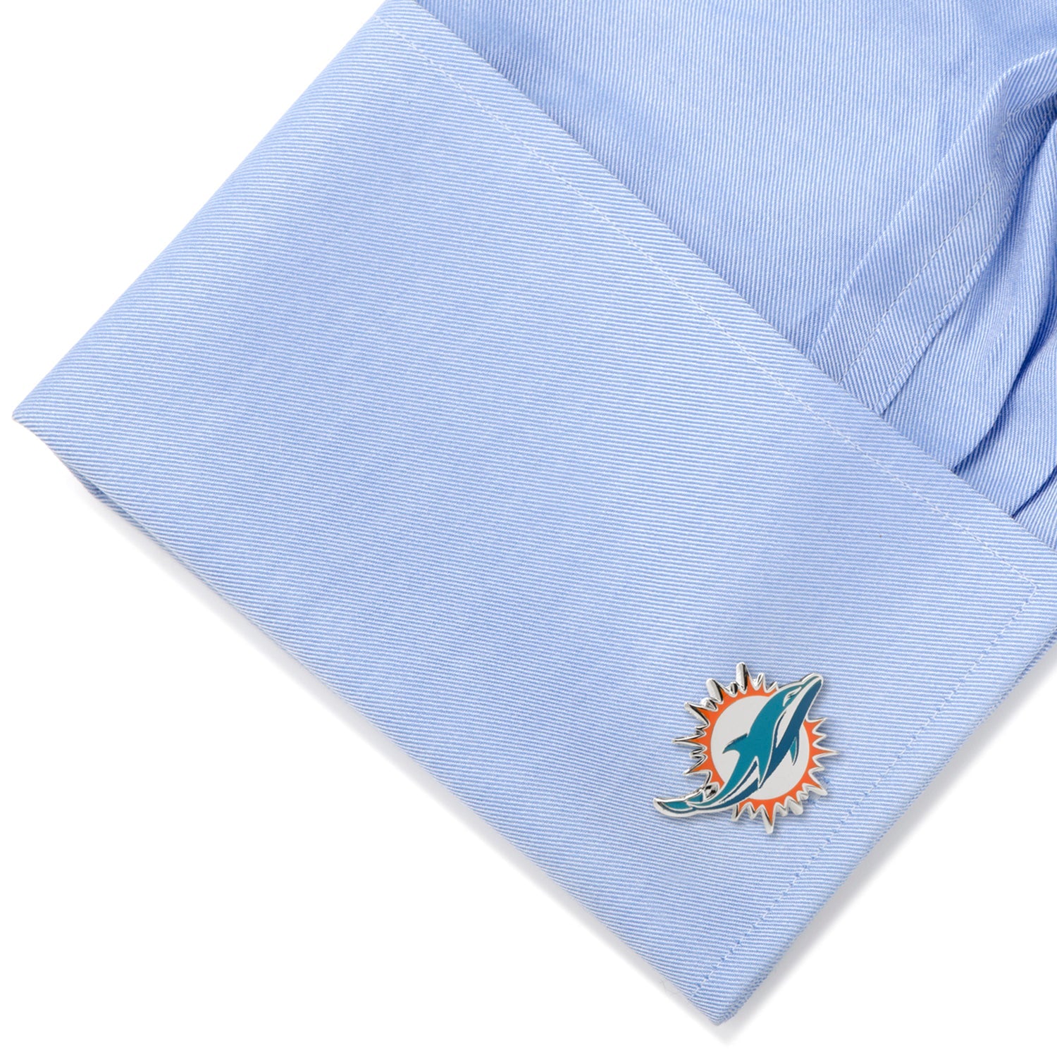 Miami Dolphins NFL Logo Silver Tone Enamel Cufflinks