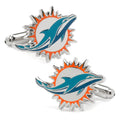 Miami Dolphins NFL Logo Silver Tone Enamel Cufflinks