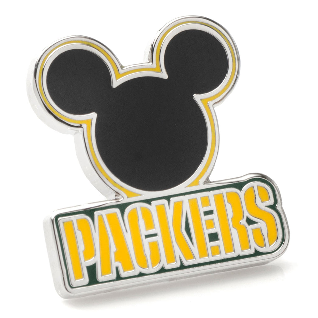 Green Bay Packers Mickey Mouse shaped enamel lapel pin in team colors