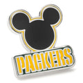 Green Bay Packers Mickey Mouse shaped enamel lapel pin in team colors