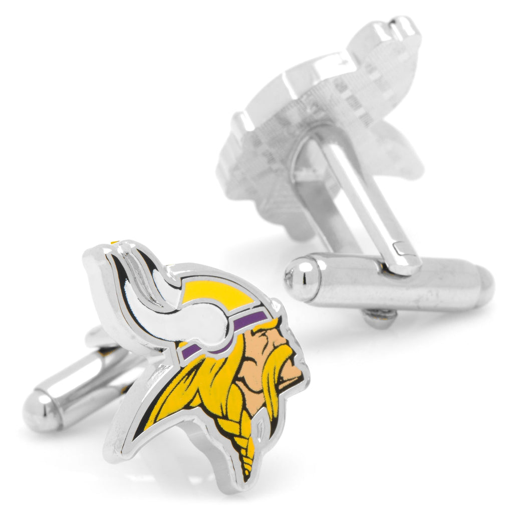 Minnesota Vikings NFL Enamel Logo Silver Tone Cufflinks - Image 2
