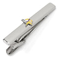 Silver plated tie clip featuring the Minnesota Vikings team logo centered on a classic tie clip bar